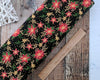 Winter floral holly and poinsettia with metallic gold on black 100% cotton - 2806-01 CraftCottonCo