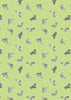 Grey Seals on lime green cotton fabric - Polar Animals by Lewis and Irene