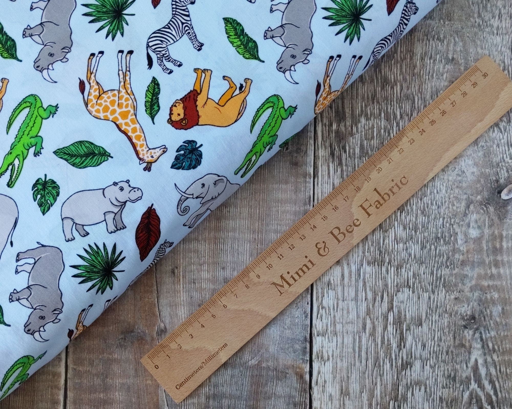 Jungle Animals on Light Blue 100% cotton - Cotton Wide