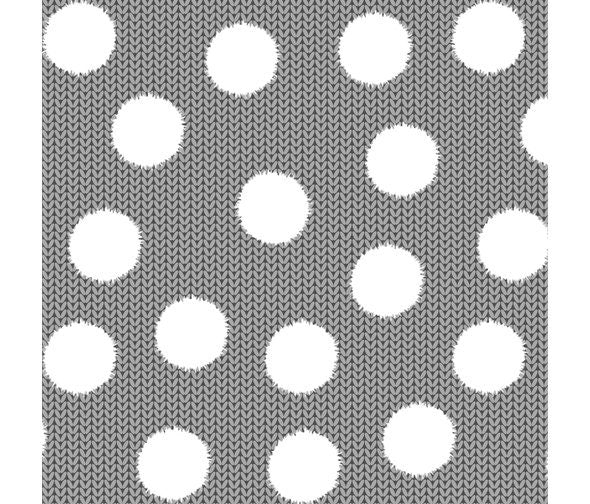 White polka dots on a grey knit effect cotton fabric - Welcome Winter by Henry Glass