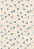 Turquoise Flowers on Cream 100% cotton fabric - Little Matryoshka by Lewis & Irene