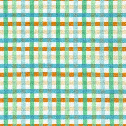 Green and orange checked plaid cotton fabric = Farm to Table by Robert Kaufman