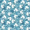Load image into Gallery viewer, White Christmas doves on a blue floral cotton fabric - Starlit Hollow by Dashwood Studio