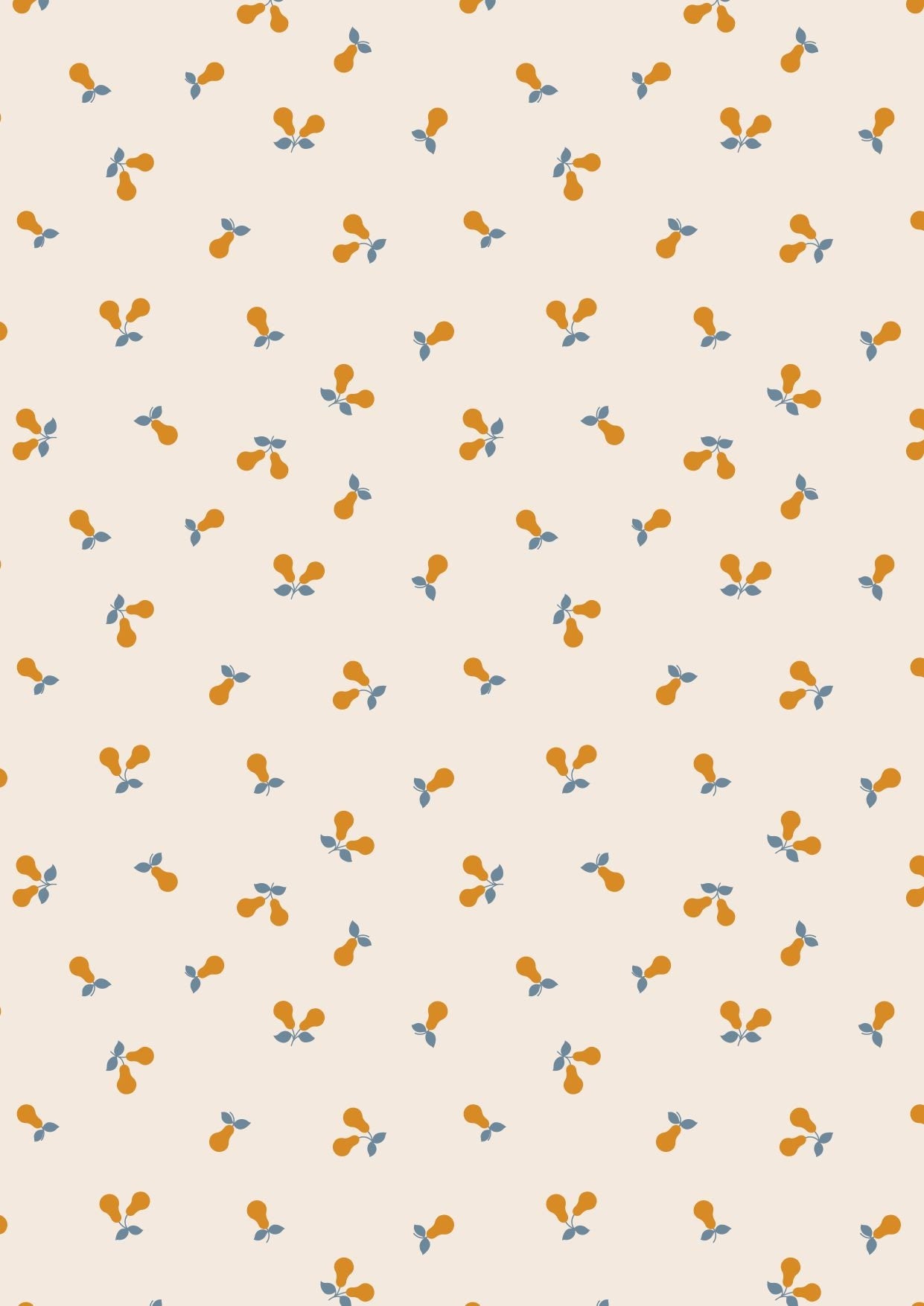 Gold Metallic Pears on Cream 100% cotton fabric - A583.1 Wintertide by Lewis & Irene