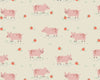 Pink little pigs and apples on a cream cotton fabric - Farm Days by Dashwood Studio