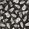 Cows, milk jugs and chickens with phrases on a black cotton fabric - Life is better on the Farm by Micahel Miller