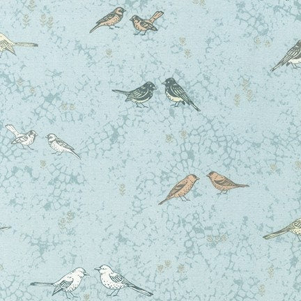 Dove grey birds cotton fabric - 'Songbird' by Robert Kaufman