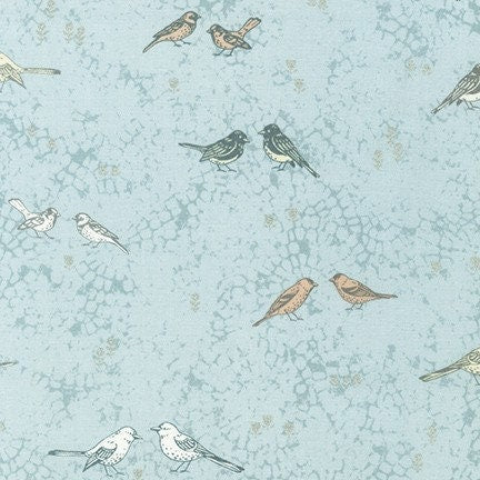 Pale blue green cotton fabric - Songbird by Robert Kaufman
