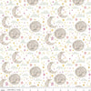 Mooon and crescent moon on white cotton flannel