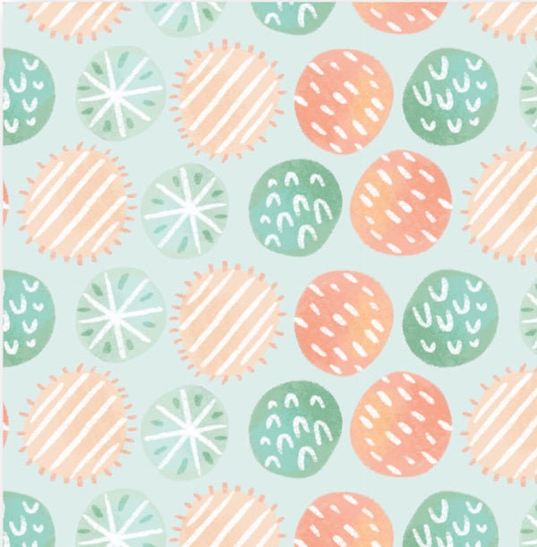 Green and orange jungle spots on a pale green cotton fabric - Safari Plants by Craft Cotton Co