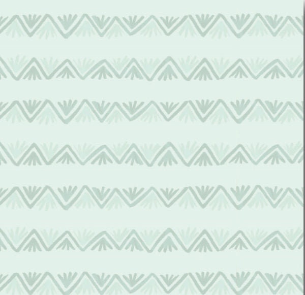 Green and white striped cotton fabric with a zig zag pattern - Safari Plants by Craft Cotton Co 