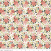 Coral and yellow flowers on cream 100% cotton - Joy in the Journey by Riley Blake fabric 