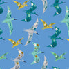 Flying dinosaurs on sky blue cotton fabric - Roar by Dashwood Studio