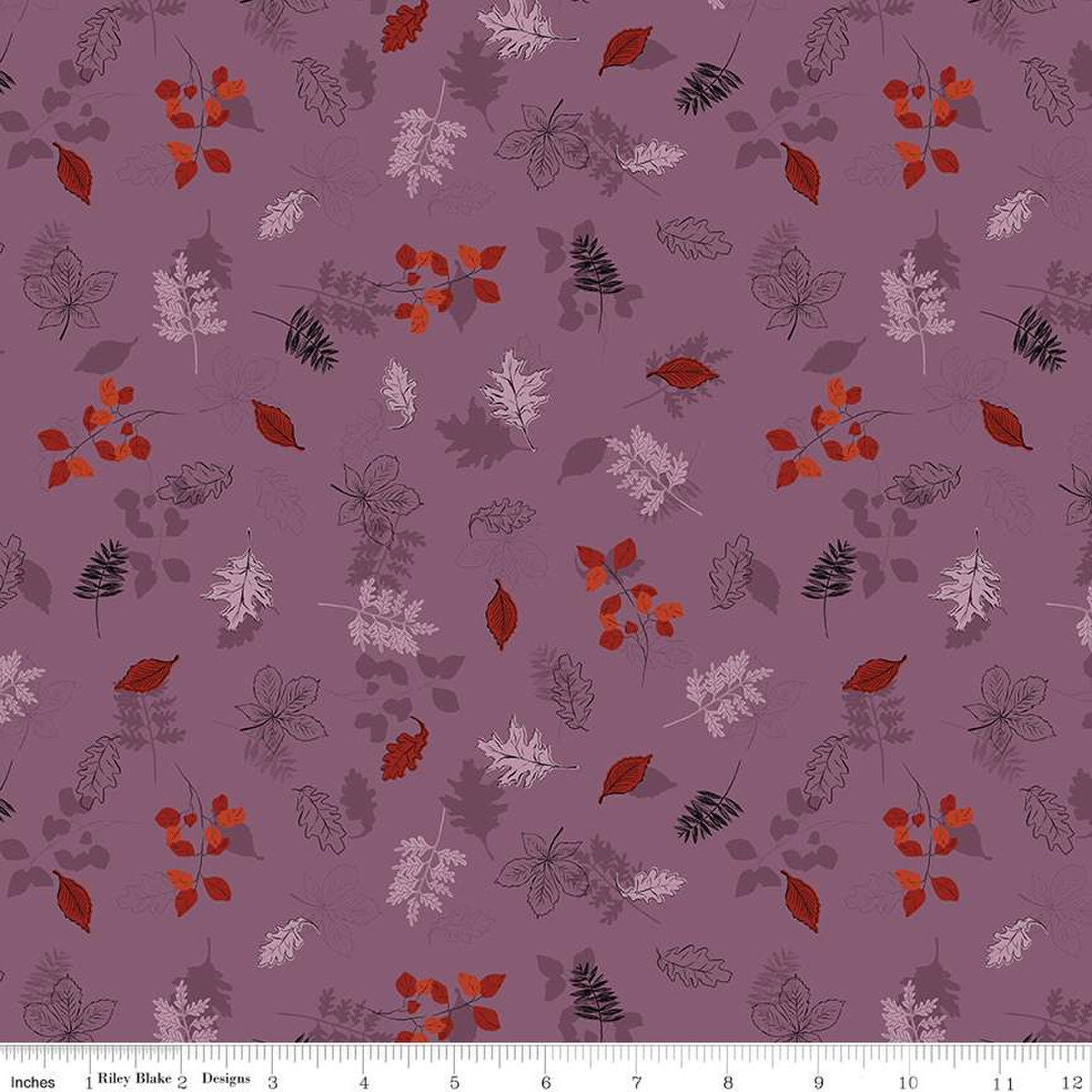 Maple Leaves on purple cotton fabric - Maple - Riley Blake