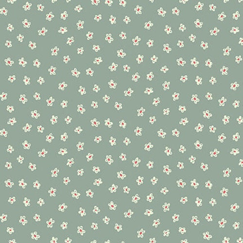 Sprig leaves on cream cotton fabric - Market Garden - Henry Glass