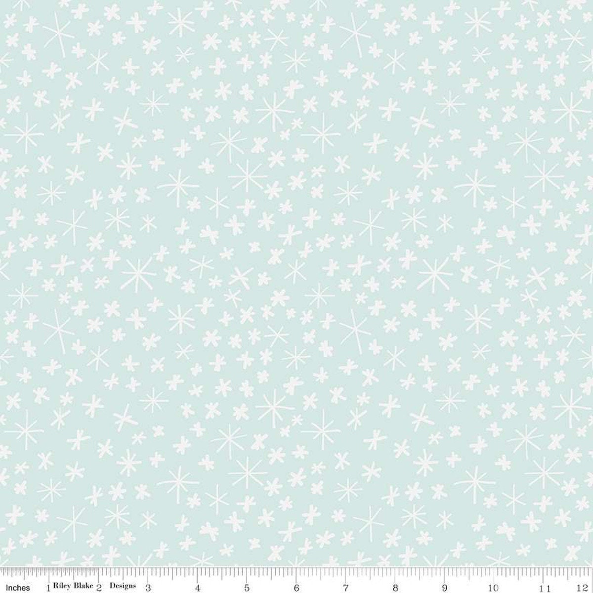 Snowflakes on mint flannel fabric - Nice Ice Baby - Riley Blake