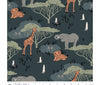 Safari animals khaki green cotton fabric - The Waterhole by Riley Blake