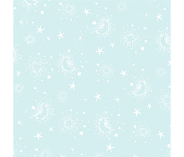 Yellow moon and star nursery cotton fabric - Star Bright by P & B