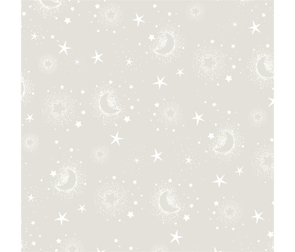 Blue moon and star nursery cotton fabric - Star Bright by P & B