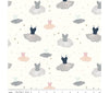 Load image into Gallery viewer, A cream 100% cotton fabric with pink and grey tutus. There are little gold stars in the background. This fabric is part of the Spin &amp; Twirl collection from Riley Blake