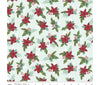 Christmas poinsettia on mint green cotton fabric - Riley Blake