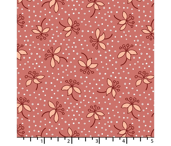 Pink Flowers on White cotton fabric - Pieces of Time - EQP