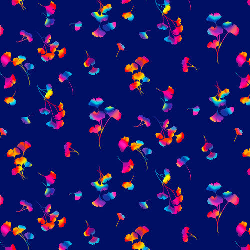 Royal blue extra wide 108 inch cotton fabric - Ginkgo 