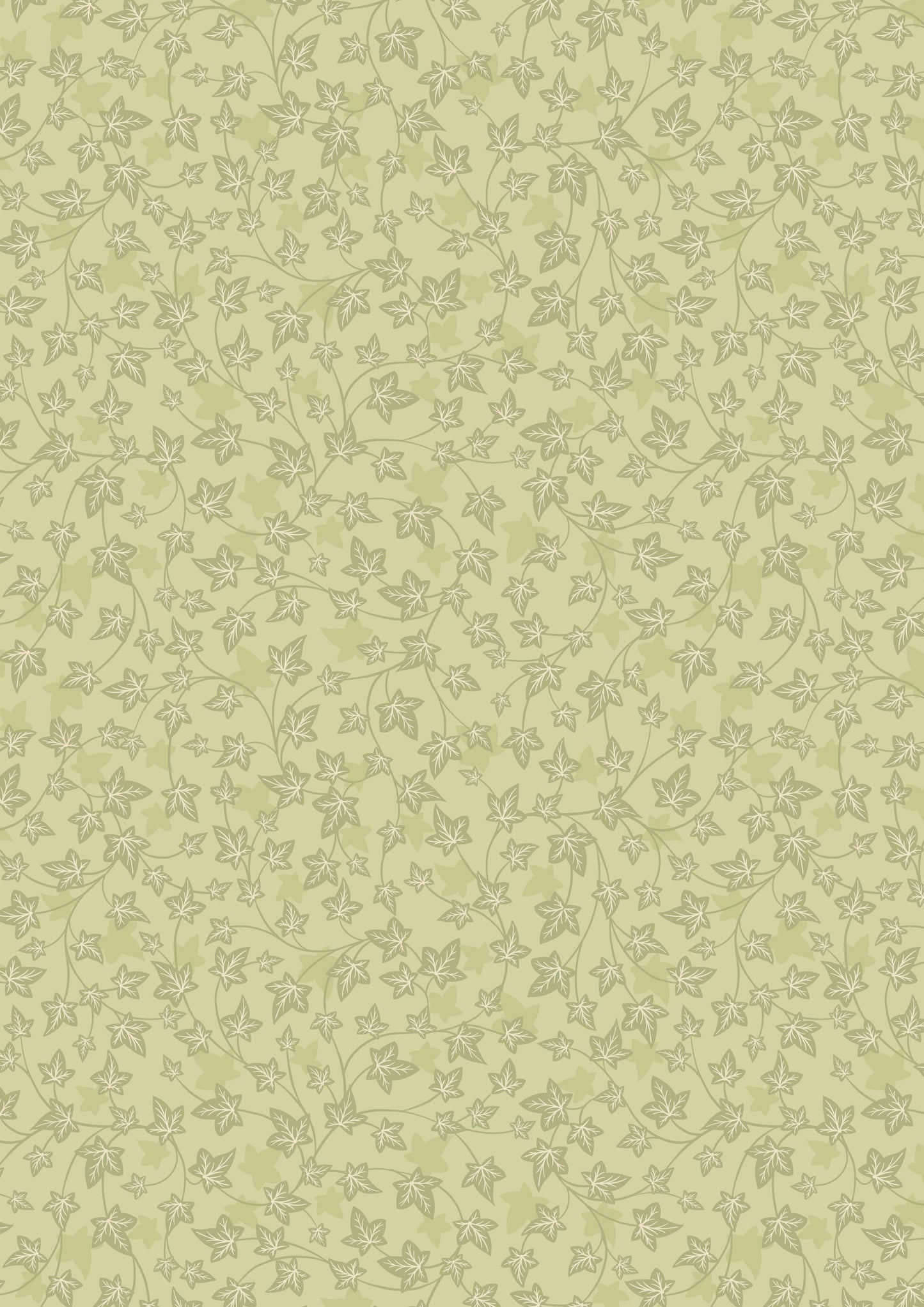 Fabric Ivy on cream cotton fabric - Evergreen - Lewis & Irene