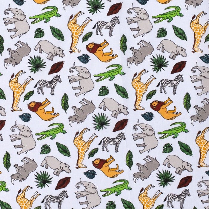 Fabric Jungle Animals on Light Blue 100% cotton - Cotton Wide