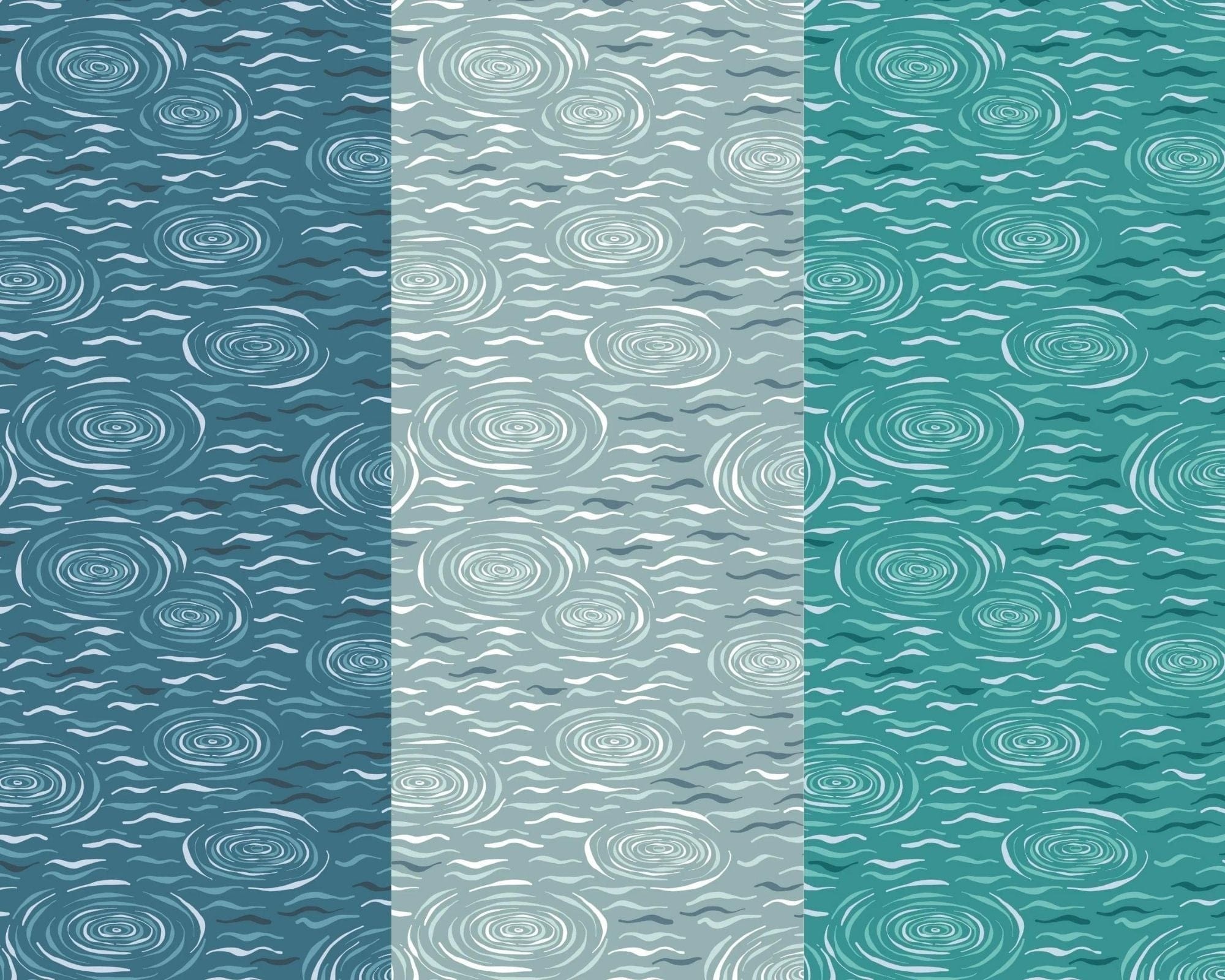 Fabric Lake Ripples on dark turquoise cotton fabric - On the Lake by Lewis & Irene