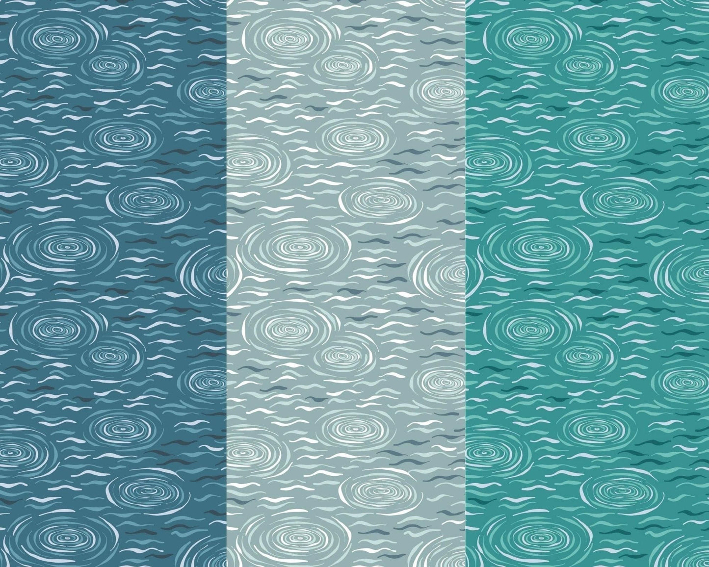Fabric Lake Ripples on dark turquoise cotton fabric - On the Lake by Lewis & Irene
