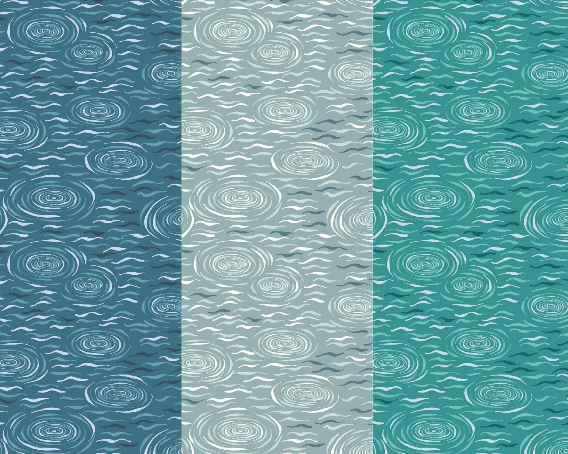 Fabric Lake Ripples on dark turquoise cotton fabric - On the Lake by Lewis & Irene