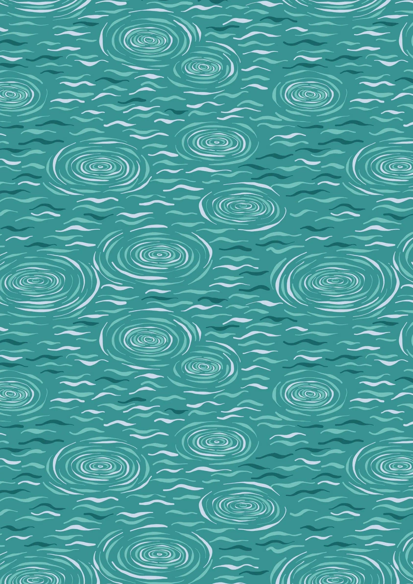 Fabric Lake Ripples on dark turquoise cotton fabric - On the Lake by Lewis & Irene