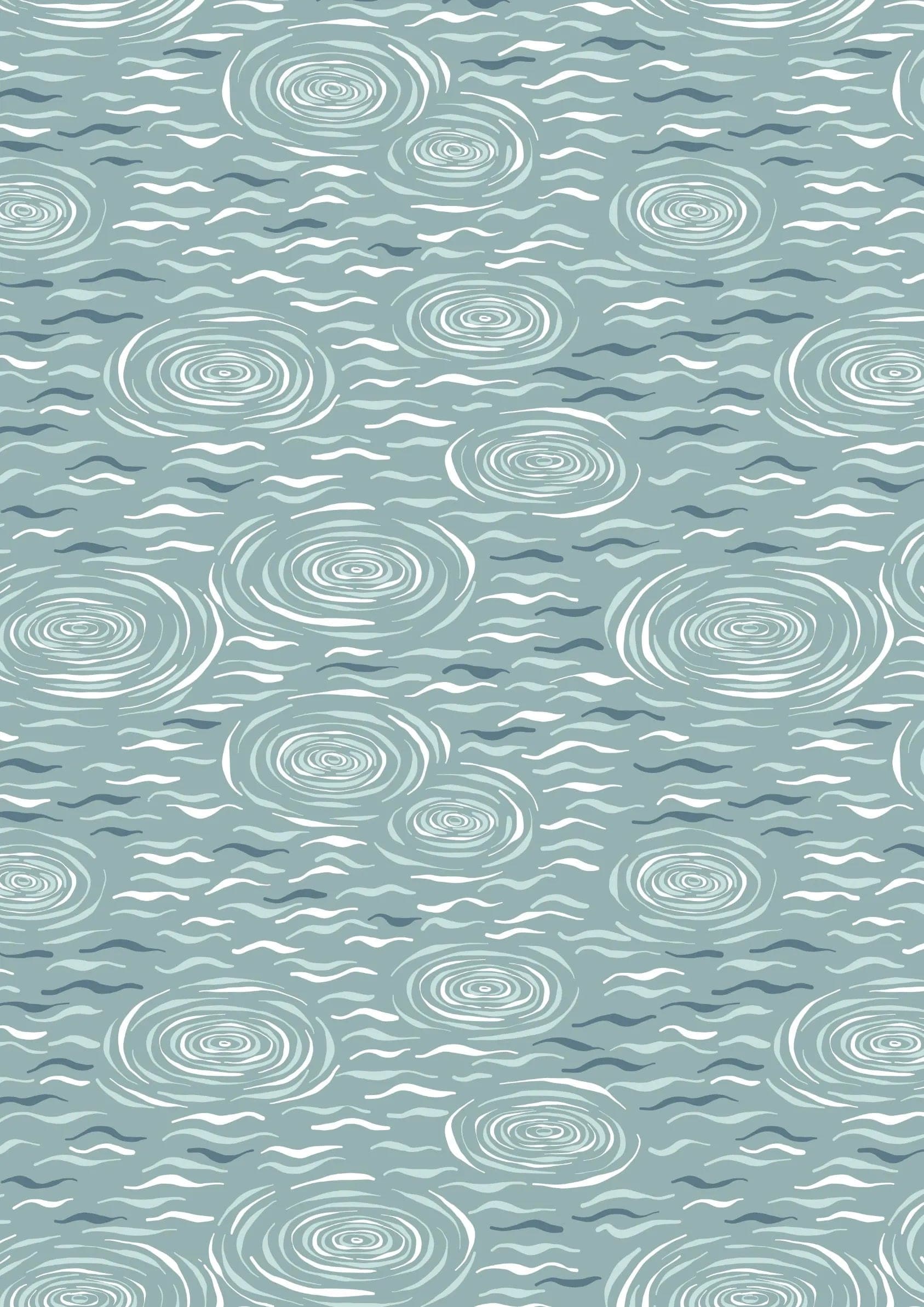 Fabric Lake Ripples on light blue cotton fabric - On the Lake by Lewis & Irene