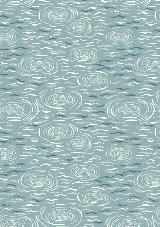 Fabric Lake Ripples on light blue cotton fabric - On the Lake by Lewis & Irene