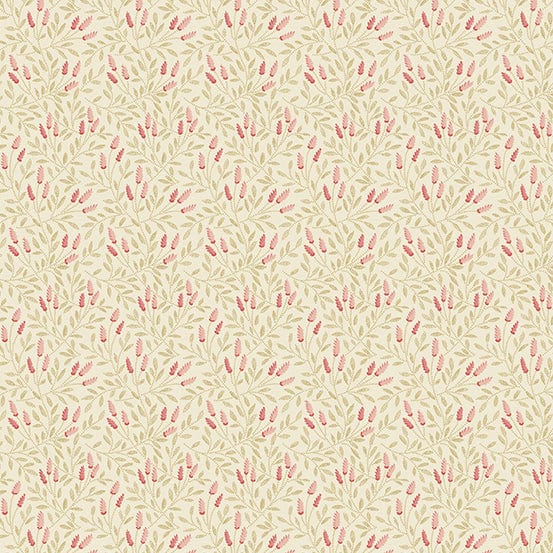 Fabric Large pink flowers on light cream cotton fabric - Strawberies and Cream by Laundry Basket Quilts