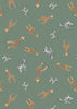 Fabric Lions and Tigers on green cotton fabric - Small Things - Lewis & Irene