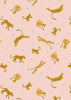 Fabric Lions and Tigers on green cotton fabric - Small Things - Lewis & Irene