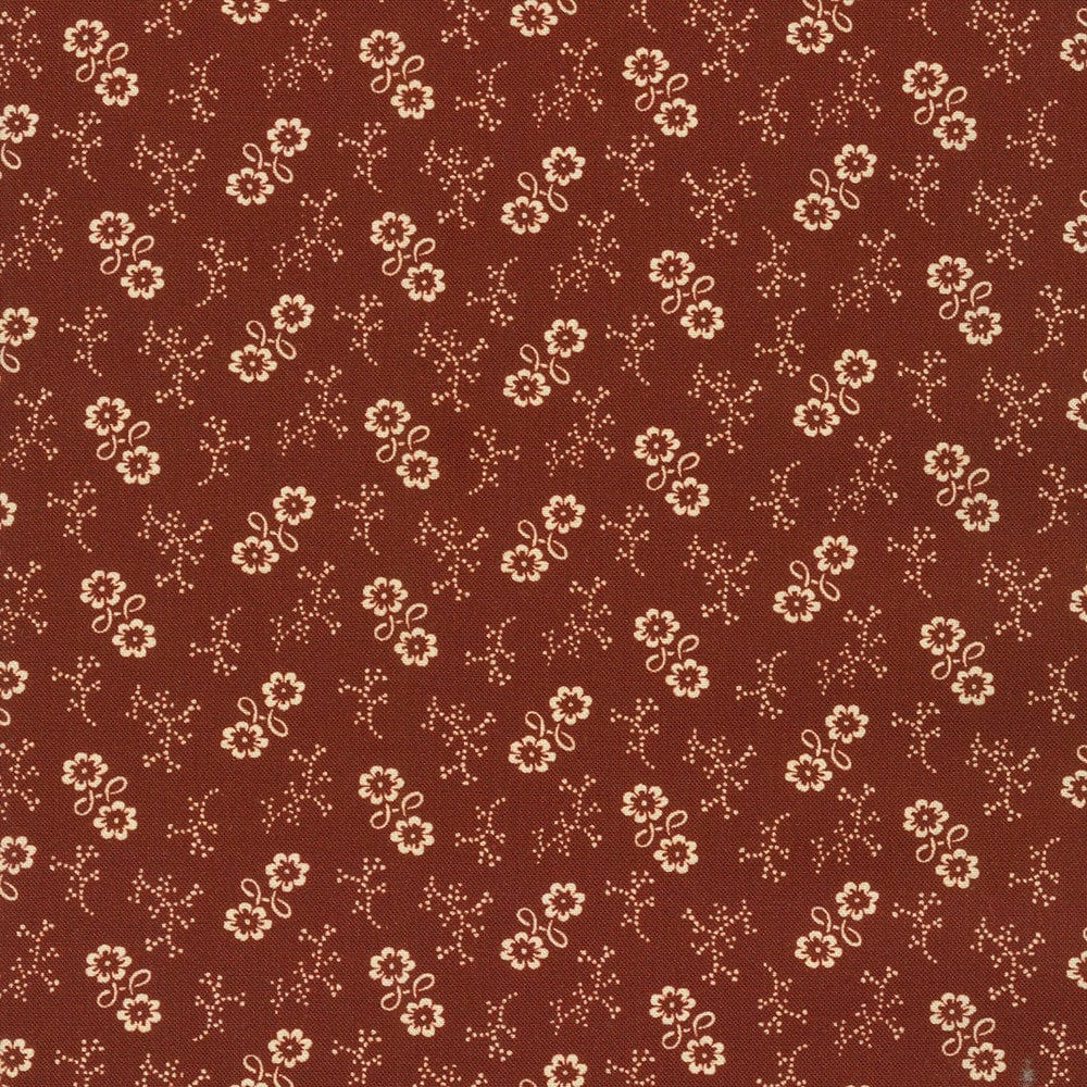 fabric Little flowers on burgundy red cotton fabric - Stephenson County by Robert Kaufman