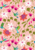 Load image into Gallery viewer, Daises on a cream cotton fabric &#39;Hibiscus Hummingbird&#39;