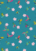 Daisies on coral fabric - 'Hibiscus Hummingbird' Lewis & Irene