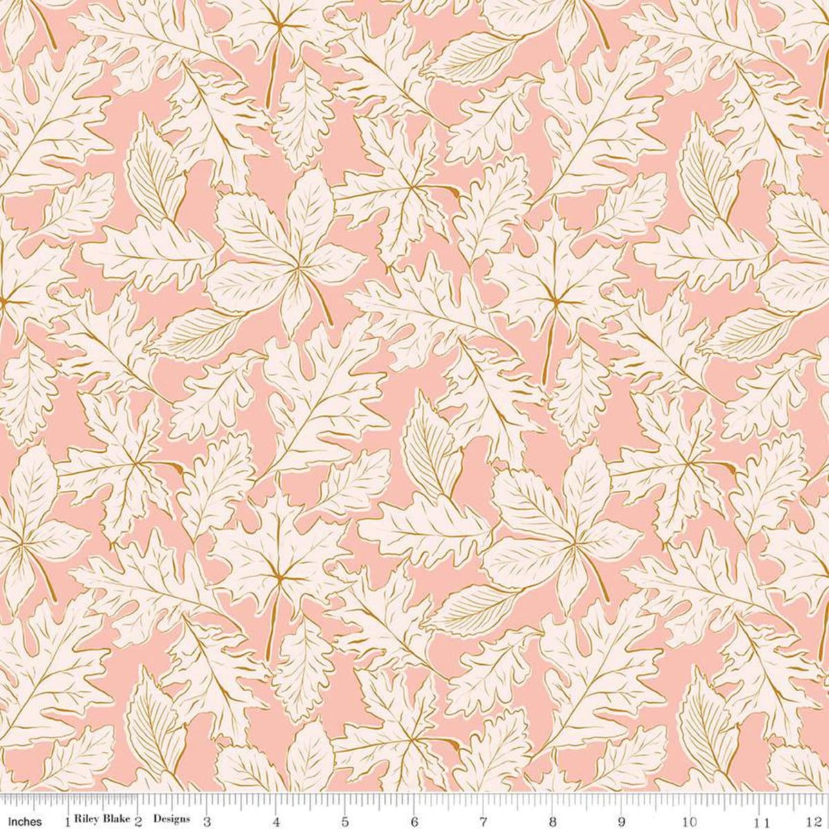 Fabric Maple Leaves on pink cotton fabric - Maple - Riley Blake