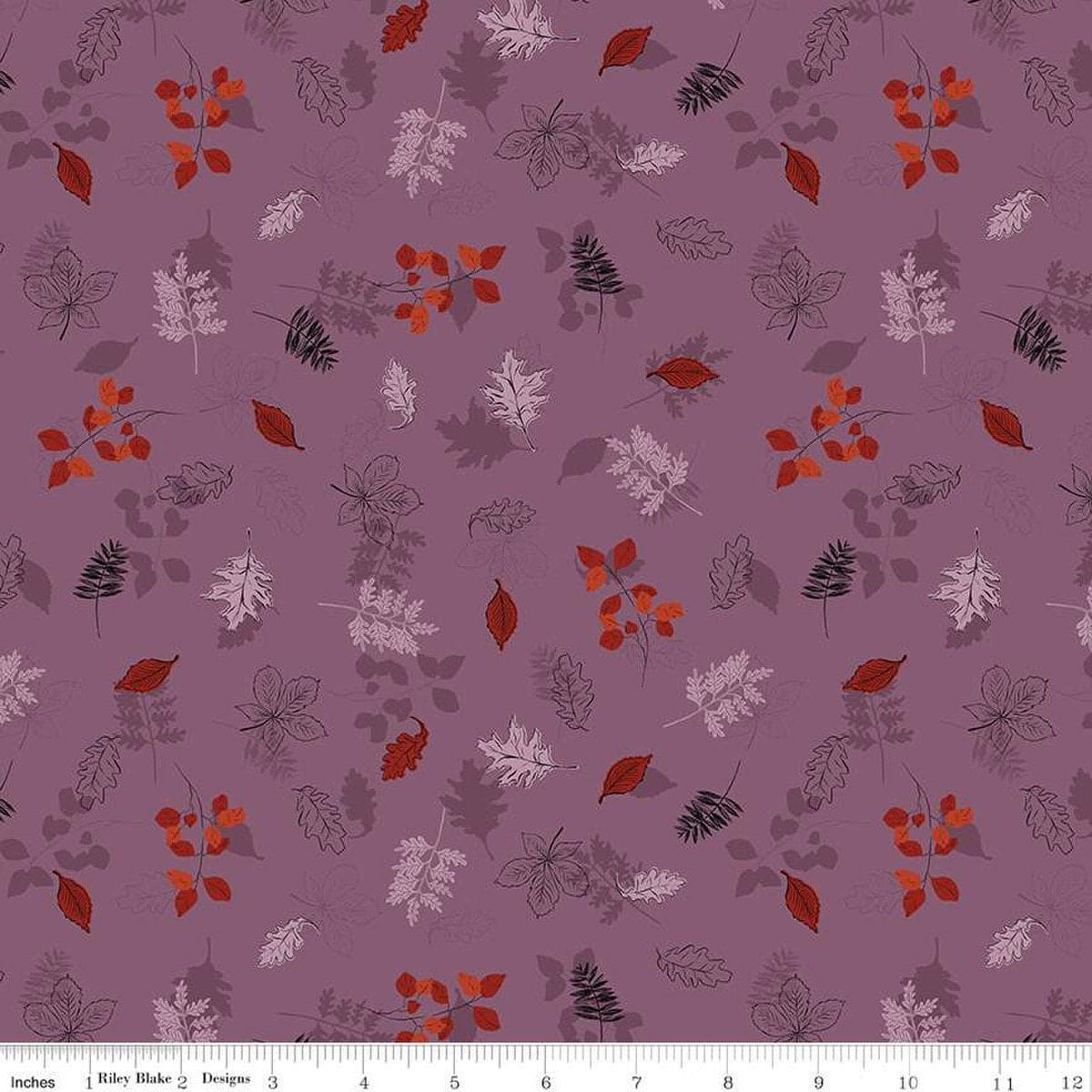 Fabric Maple Leaves on purple cotton fabric - Maple - Riley Blake