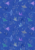 Fabric Mermaids on pink with gold metallic bubbles on cotton fabric - 'Moontide' Lewis & Irene