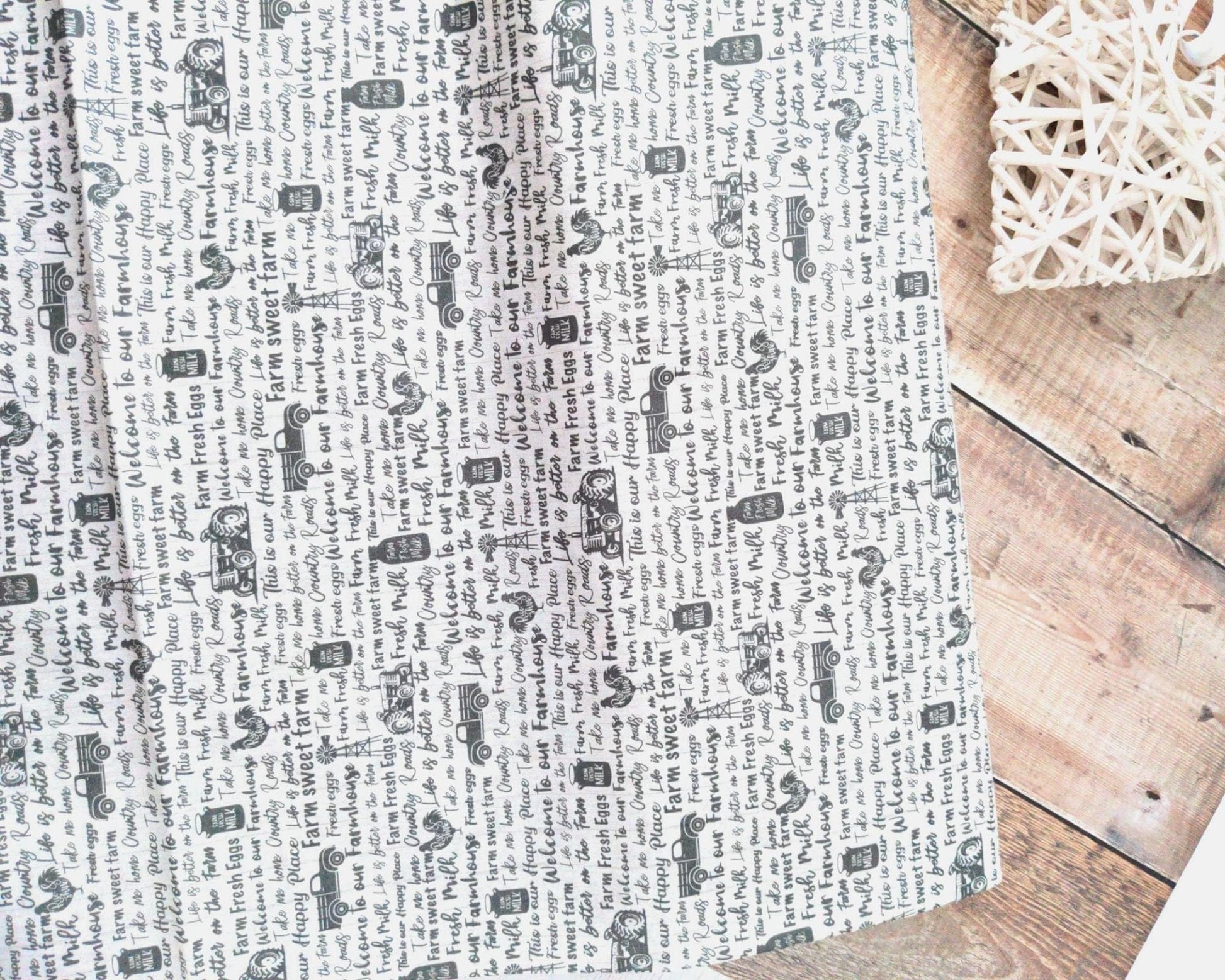 Fabric Michael Miller cream and grey farm fabric - Life is Better on the Farm