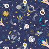 Fabric Navy blue spacemen kids cotton fabric - 'Blast Off' Dashwood Studio