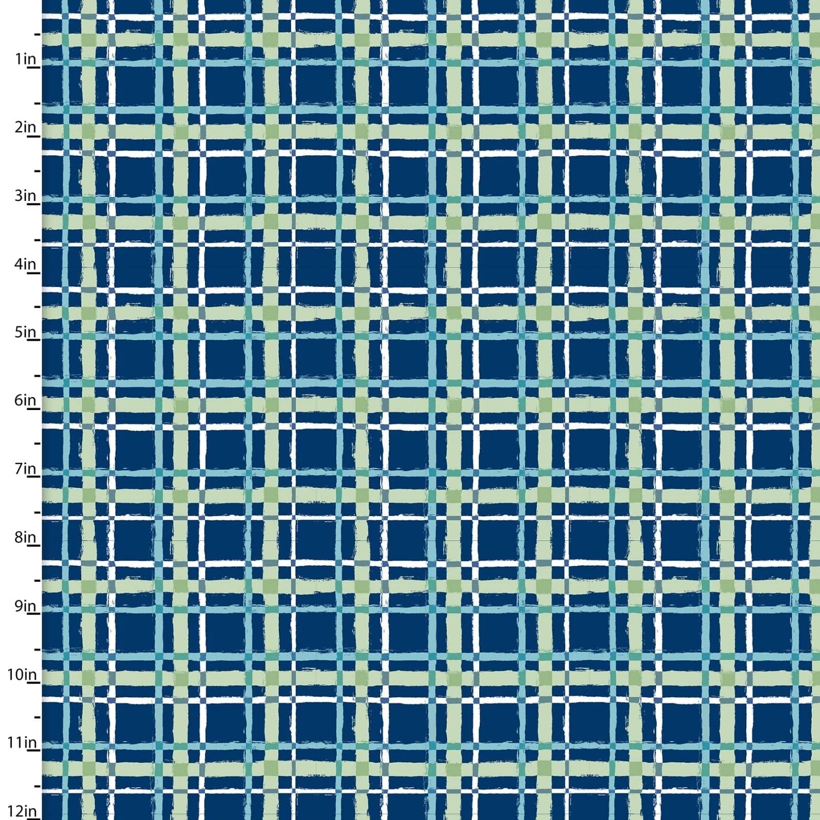 Fabric Navy checked plaid 100% cotton fabric - 'Forest Friends' 3 Wishes