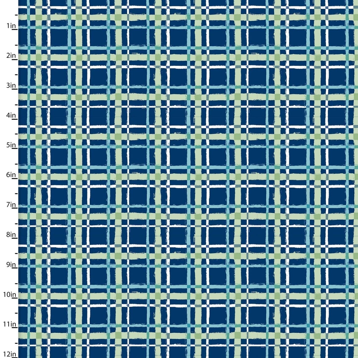 Fabric Navy checked plaid 100% cotton fabric - 'Forest Friends' 3 Wishes