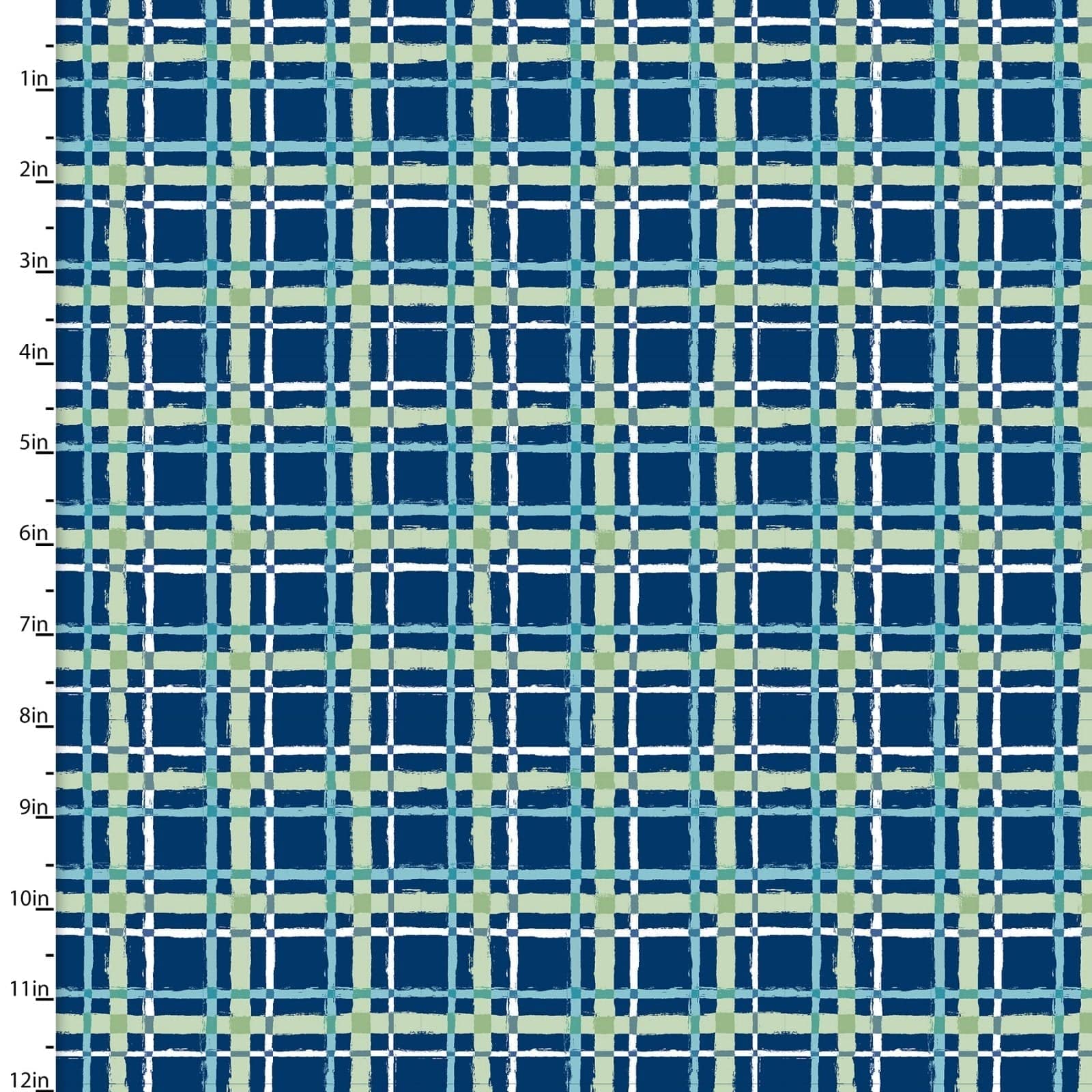 Fabric Navy checked plaid 100% cotton fabric - 'Forest Friends' 3 Wishes