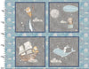 Fabric Nursery cushion panel for baby room - Adventures in the Sky - 3 Wishes fabric